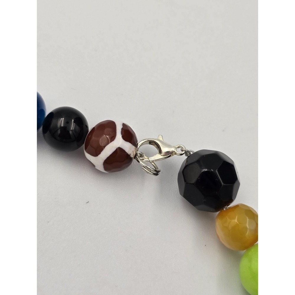 Colorful Multi Gem Stone Beaded Necklace Turquoise Style Center Bead - Picture 11 of 12